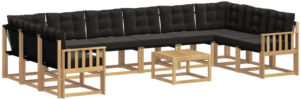 vidaXL Buiten - bank - set - 11 - st - 10-zits - Wit - en - zwart Wit en zwart