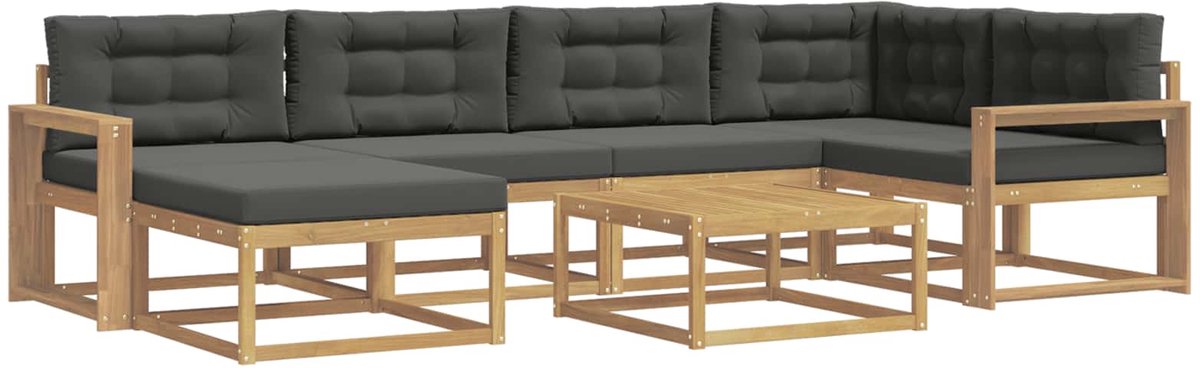 vidaXL Buiten - bank - set - 7 - st - 6-zits - Wit - en - antracietkleurig Wit en antracietkleurig