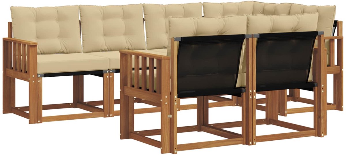 vidaXL Buiten - bank - set - 7 - st - Natuurlijk - en - Beige Natuurlijk en beige