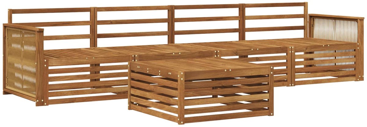 vidaXL Buiten - bank - set - 5 - st - 4-zits - Naturel - Massief - Acacia - Hout