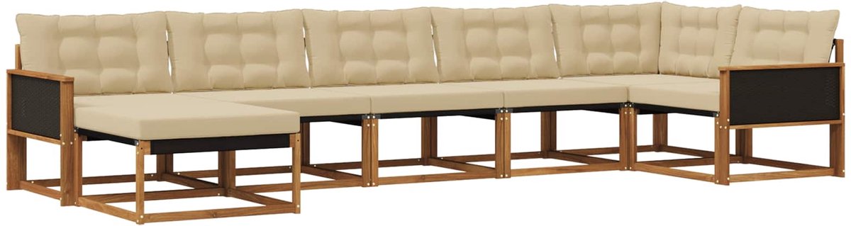 vidaXL Buiten - bank - set - 7 - st - 7-zits - Natuurlijk - en - Beige Natuurlijk en Beige