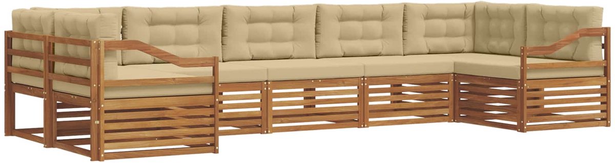 vidaXL Buiten - bank - set - 7 - st - 7-zits - Natuurlijk - en - Beige Natuurlijk en Beige