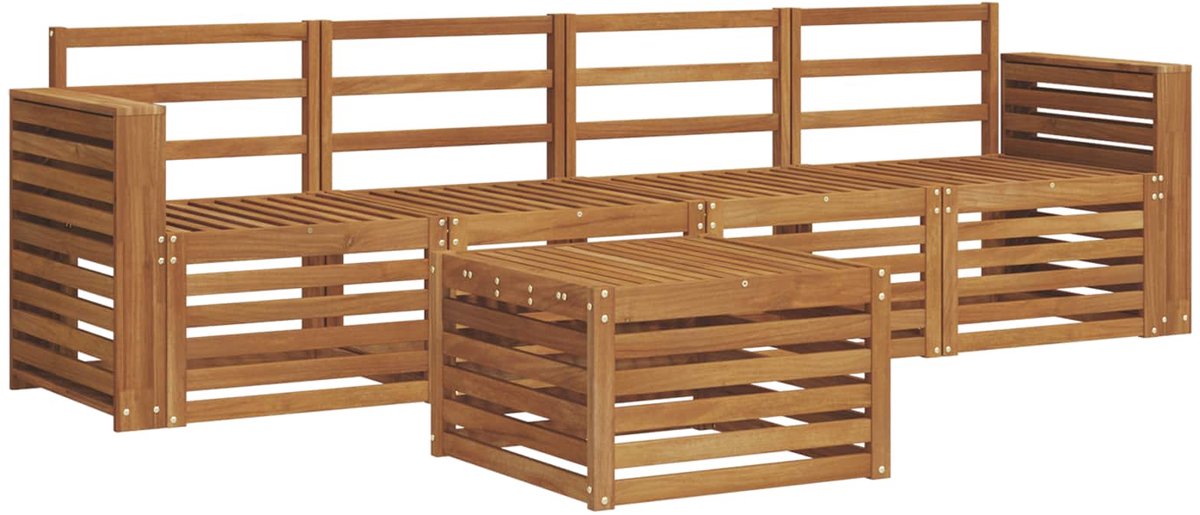 vidaXL Buiten - bank - set - 5 - st - 4-zits - Naturel - Massief - Acacia - Hout