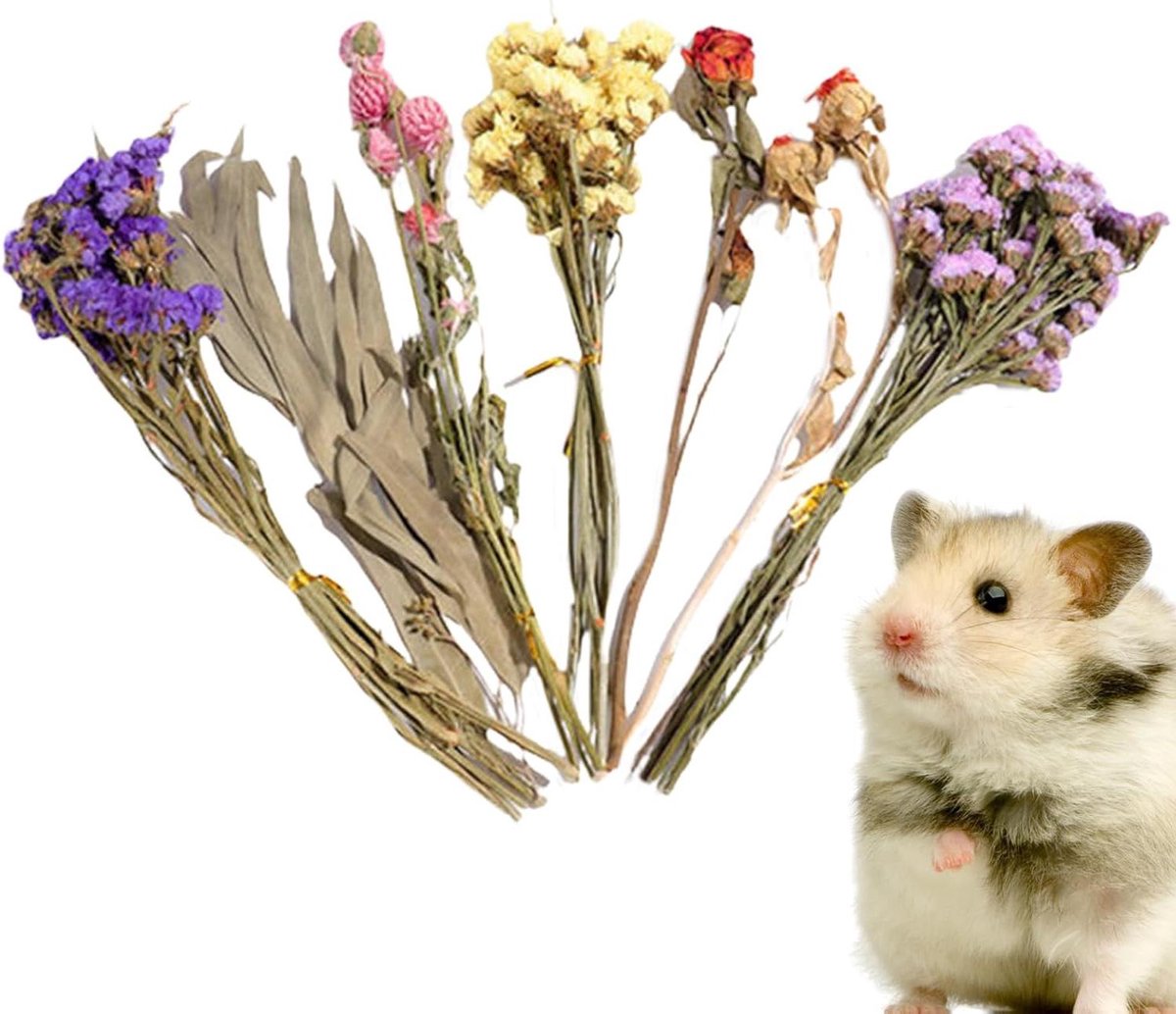 Hamster Strooisel - Chinchilla Decoratie - Nestverbetering Dieren - Natuurlijke Grassen - ca. 25 cm - Natuurlijk