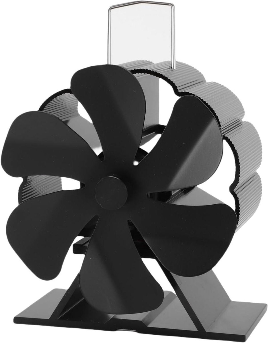 Houtkachel Ventilator - Kachel Ventilator Warmte - Warmte Verdelen - Door Warmte Aangedreven - 11x8x12.5cm - Zwart
