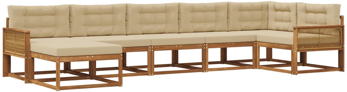 vidaXL Buiten - bank - set - 7 - st - 7-zits - Natuurlijk - en - Beige Natuurlijk en Beige