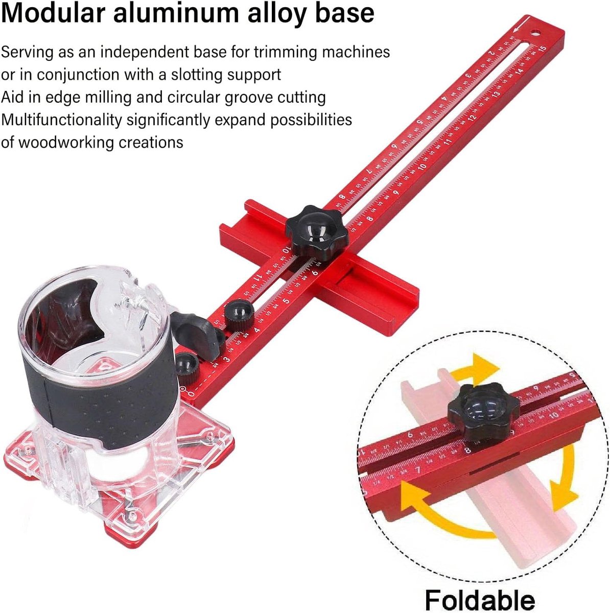 Freesmal Cirkelsnijden - Houtbewerking Jig - Cirkels Frezen - Verstelbare Radius - 365 mm Max - Aluminium