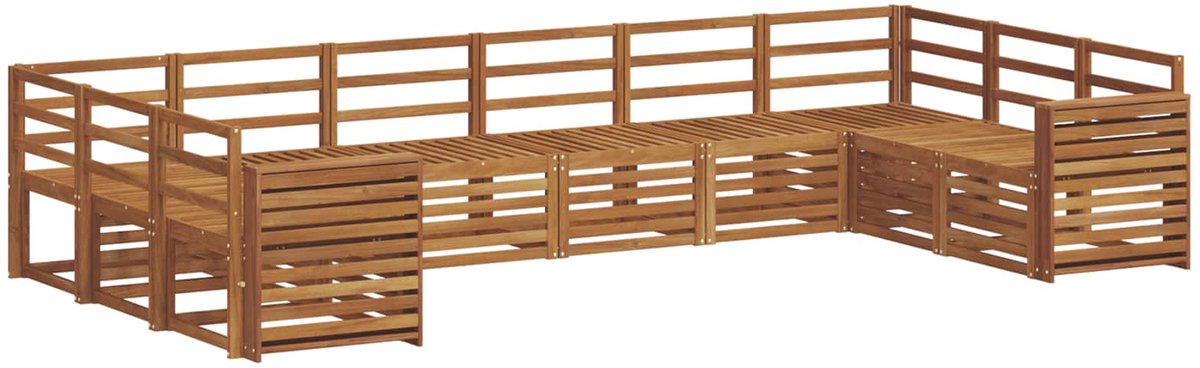 vidaXL Buiten - bank - set - 10 - st - 10-zits - Naturel - Massief - Acacia - Hout