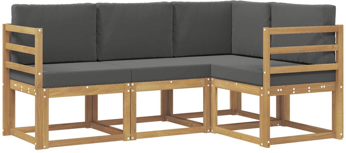 vidaXL Buiten - bank - set - 4 - st - 4-zits - Wit - en - antracietkleurig Wit en antracietkleurig