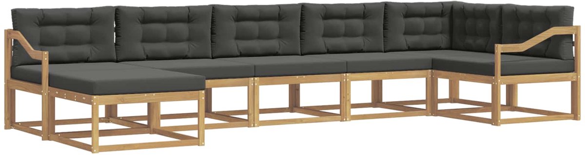 vidaXL Buiten - bank - set - 7 - st - 7-zits - Wit - en - antracietkleurig Wit en antracietkleurig