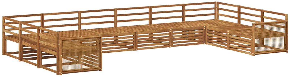 vidaXL Buiten - bank - set - 10 - st - 10-zits - Naturel - Massief - Acacia - Hout