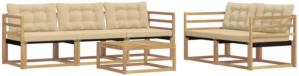 vidaXL Buiten - bank - set - 6 - st - Wit - en - Beige Wit en beige