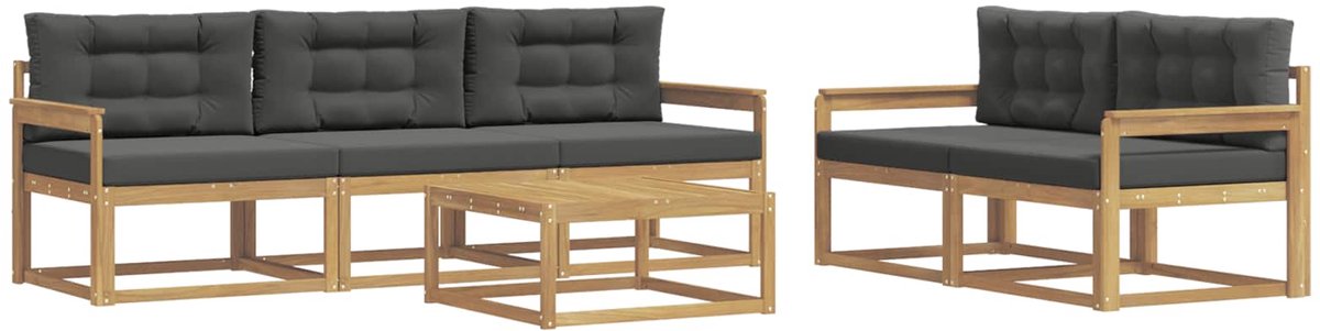 vidaXL Buiten - bank - set - 6 - st - 5-zits - Wit - en - antracietkleurig Wit en antracietkleurig