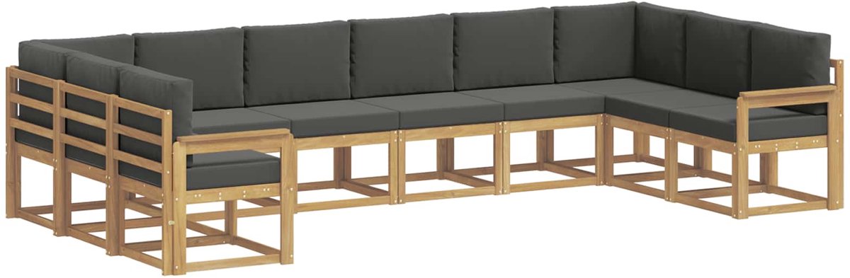 vidaXL Buiten - bank - set - 10 - st - 10-zits - Wit - en - antracietkleurig Wit en antracietkleurig
