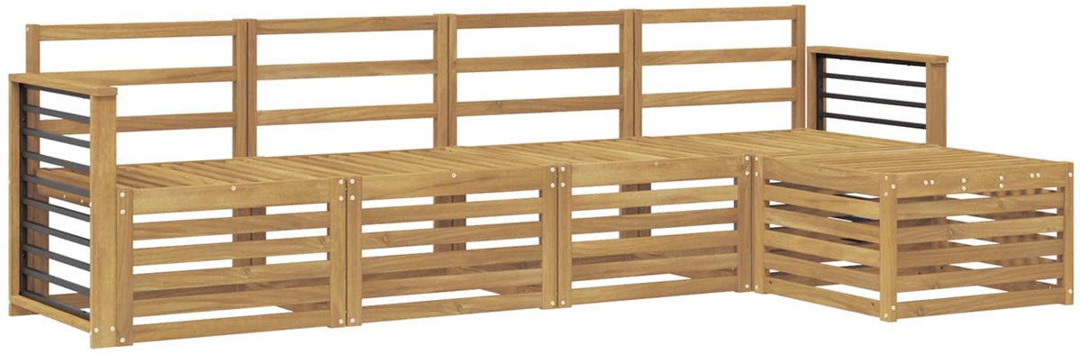 vidaXL Buiten - bank - set - 5 - st - 5-zits - Wit - Massief - Acacia - Hout