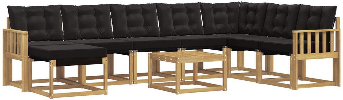 vidaXL Buiten - bank - set - 9 - st - Wit - en - zwart Wit en zwart