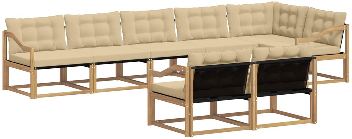 vidaXL Buiten - bank - set - 8 - st - 8-zits - Wit - en - Beige Wit en Beige