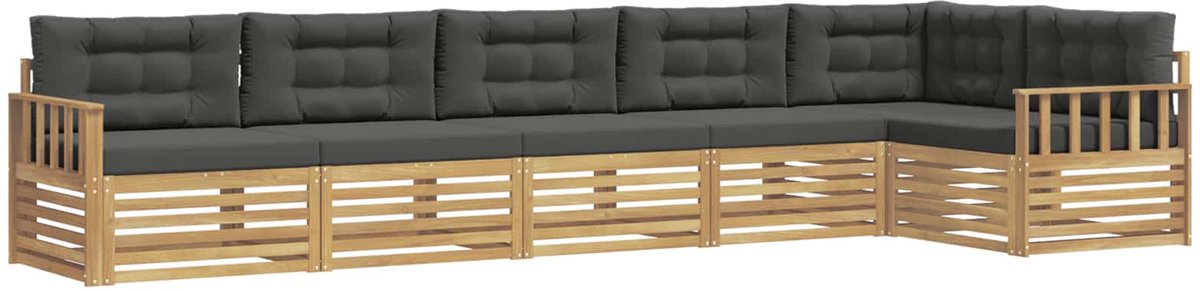 vidaXL Buiten - bank - set - 6 - st - 6-zits - Wit - en - antracietkleurig - Polyester Wit en antracietkleurig