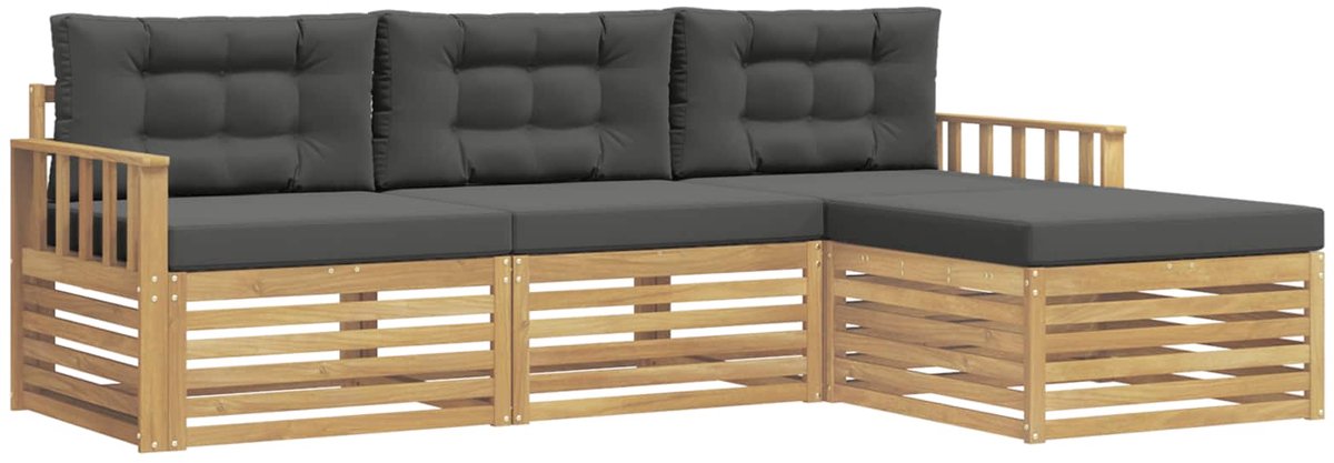 vidaXL Buiten - bank - set - 4 - st - 4-zits - Wit - en - antracietkleurig - Polyester Wit en antracietkleurig