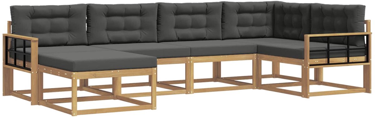 vidaXL Buiten - bank - set - 6 - st - 6-zits - Wit - en - antracietkleurig - Polyester Wit en antracietkleurig