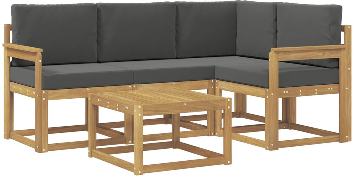 vidaXL Buiten - bank - set - 5 - st - 4-zits - Wit - en - antracietkleurig Wit en antracietkleurig