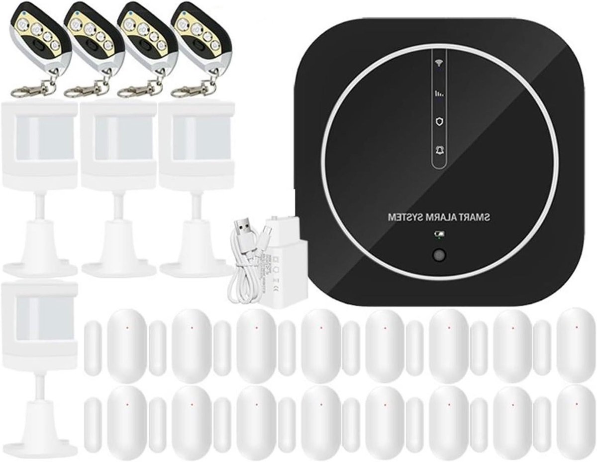 Draadloos Alarmsysteem - Beveiligingssysteem Huis - Woning Beveiligen - Wifi GSM App Bediening - 10x10x10 mm - Wit