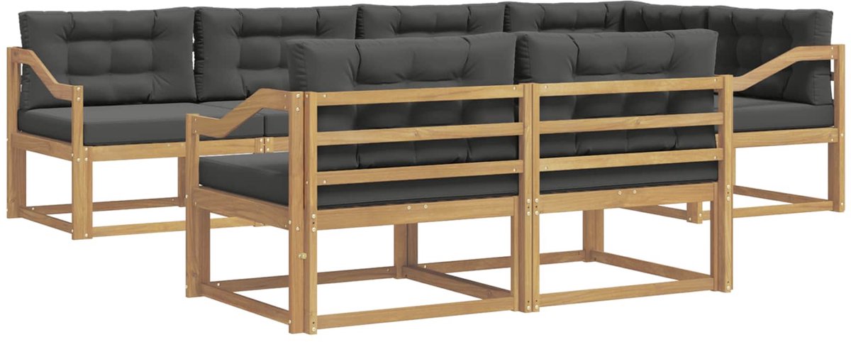 vidaXL Buiten - bank - set - 6 - st - 7-zits - Wit - en - antracietkleurig - Polyester Wit en antracietkleurig