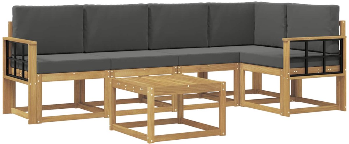 vidaXL Buiten - bank - set - 6 - st - 5-zits - Wit - en - antracietkleurig Wit en antracietkleurig