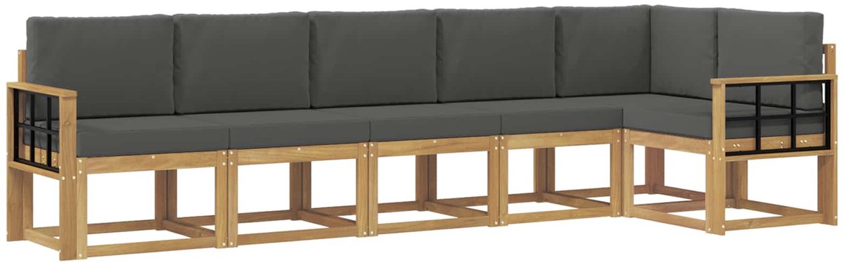 vidaXL Buiten - bank - set - 6 - st - Wit - en - antracietkleurig - Polyester Wit en antracietkleurig