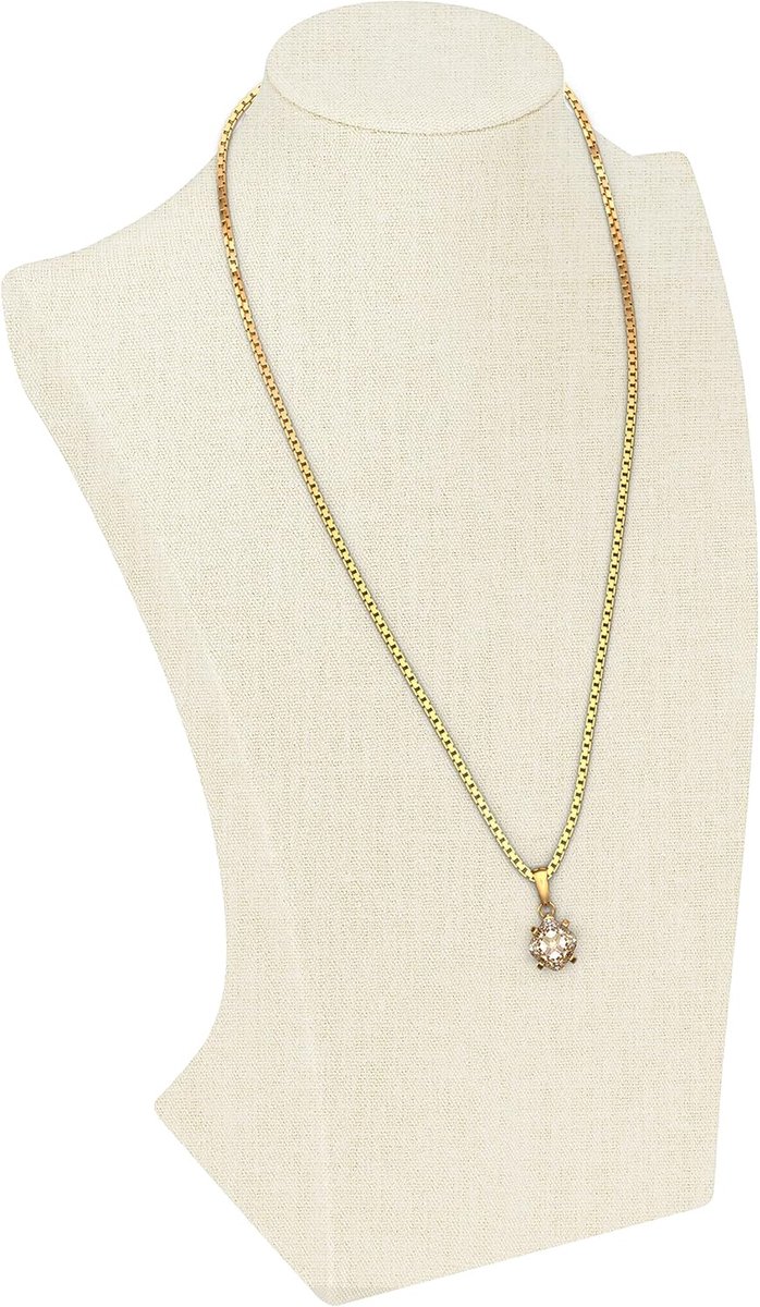 Famanu – Linnen ketting display buste, 11,3 x 10,2 x 30 cm, sieraden houder voor het ophangen van kettingen en armbanden