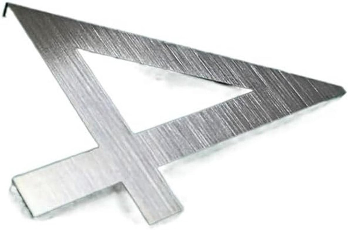 Metalen huisnummer - Adressticker deur - Huisadres markeren - Zelfklevend RVS - 60mm hoogte - Zilverkleurig