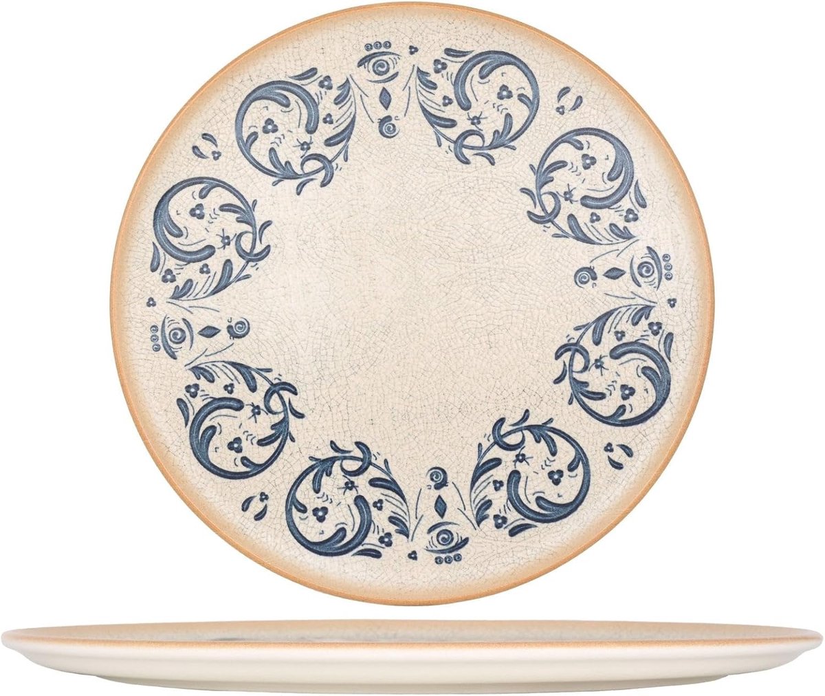 Pizzaborden Set - Porseleinen Borden - Italiaans Eten - Vaatwasserbestendig - 32 cm Diameter - Mediterraans Blauw