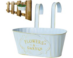 Hangende plantenbak - Bloemenhouder tuin - Buiten groening - Stabiele langwerpige structuur - 28 x 24 x 9.5 cm - Blauw