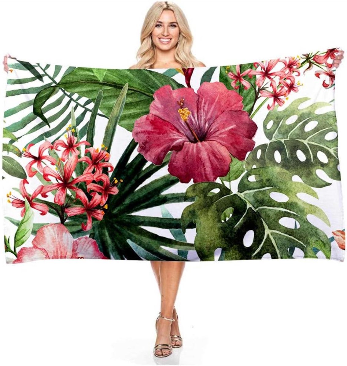 Microfiber Beach Towel, Rectangular Sunscreen Bath Towel Practical Beach Towel Camping Bla