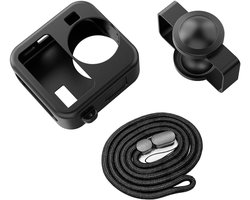 Siliconen beschermhoesset Geschikt voor GoPro MAX2 camera's, inclusief siliconen hoesje/lensdop/draagkoord, kras- en valbestendig (zwart).