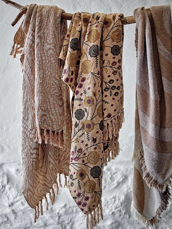 Bloomingville - Salobre Plaid - Rood/bruin - 130x160cm - gerecycled katoen