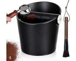 Kleine espresso knock box voor koffiedik, antislip houder en borstel, ideaal voor thuis en op kantoor