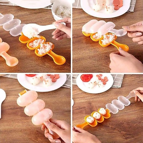 Rijstballenmakerset met mini-schep - sushi-plaat met handvat, doe-het-zelf shake maak kleverige rijstvormer voor kinderen en familie balvorm van Merkloos — afbeelding 2
