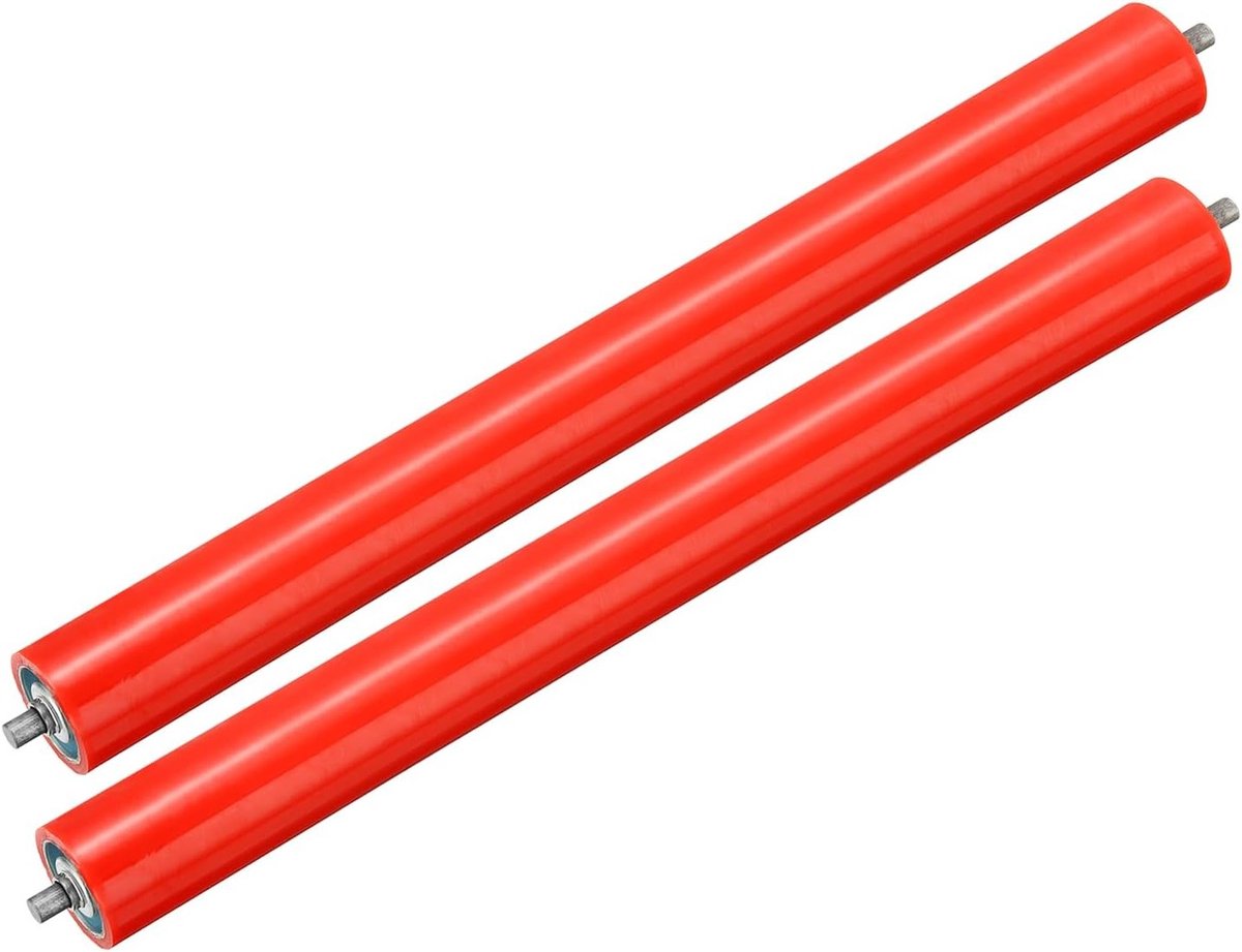 Polyurethaan Coated Transportroller 4 Inch Diameter 24 Inch Lengte, 2 Stuks RVS Vervangingsonderdelen voor Transportband, Roestvrij Staal en Galvaniseer