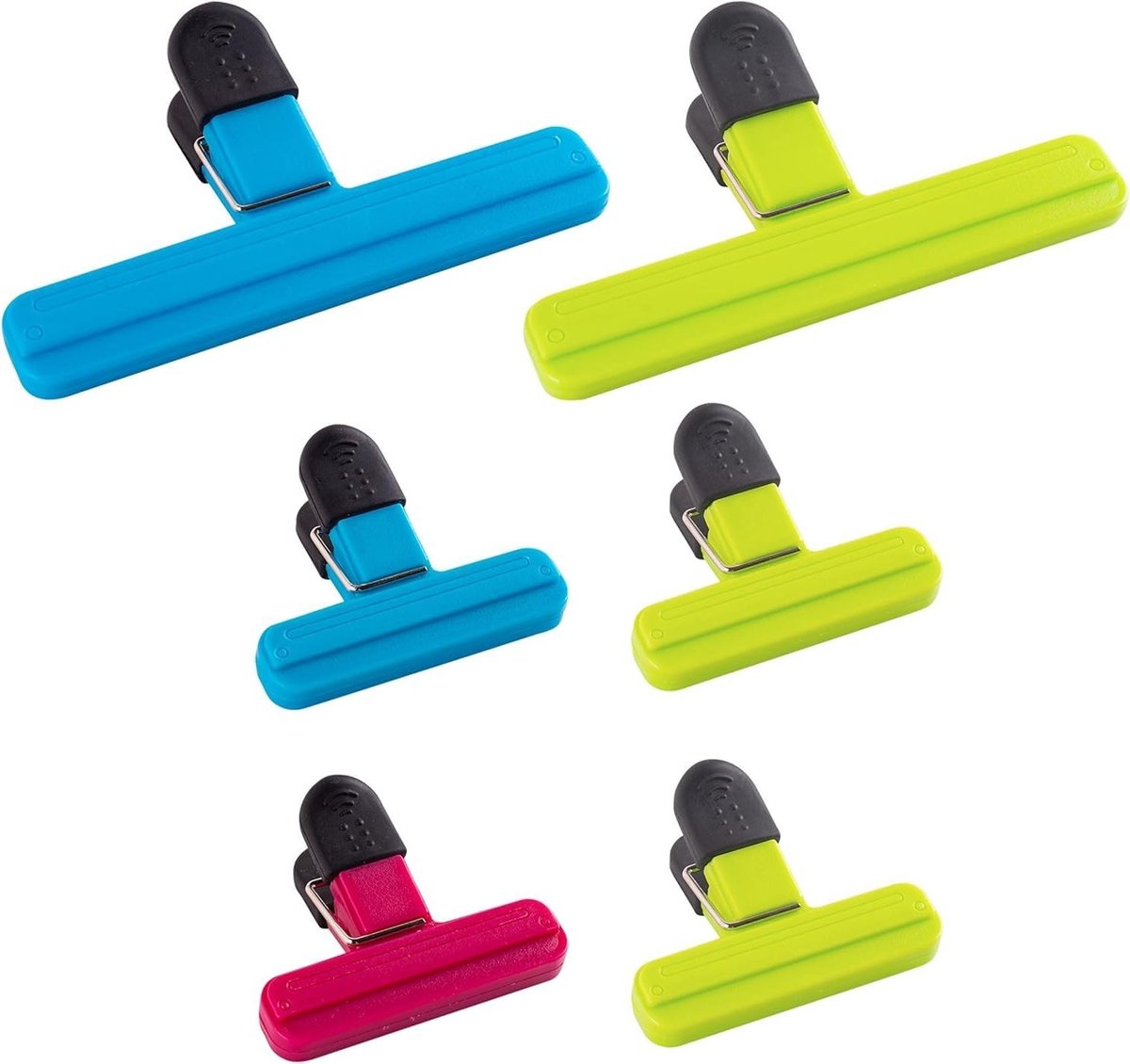 6 stucks Zakclips voor voedselbewaring -2 maten - stevige - luchtdichte - herbruikbare clips voor het afsluiten van diepvrieszakken - ideaal voor thuis en in de keuken - diverse kleuren