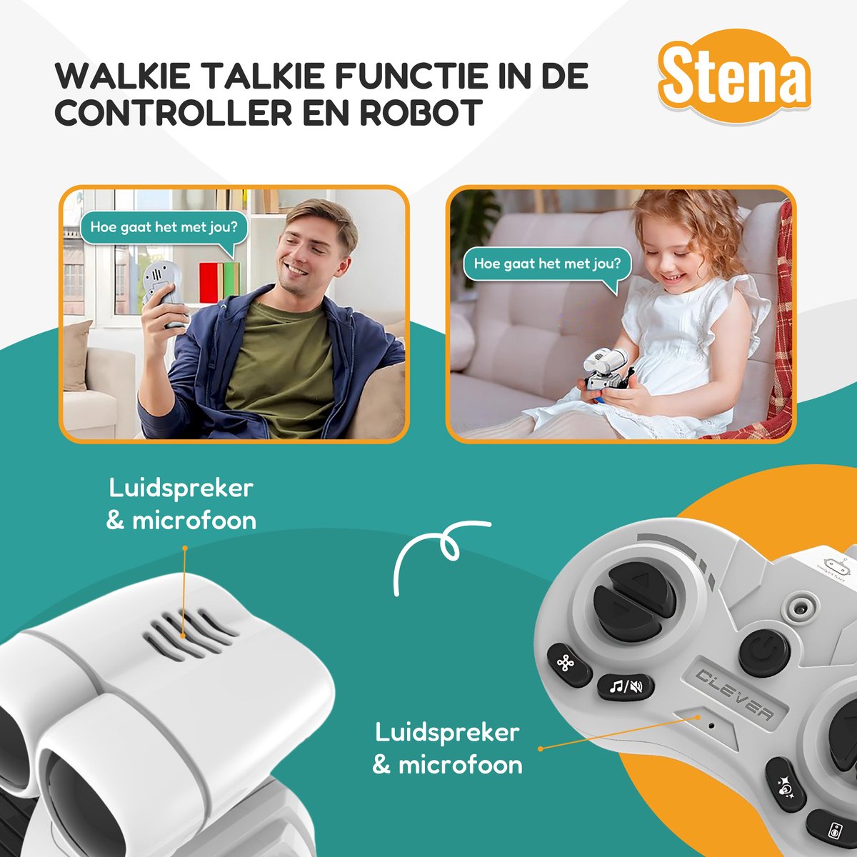 Intelligente Robot - Interactief STEM Speelgoed - Bestuurbaar met Controller en met Handgebaren - LED Ogen - Walkie Talkie - Muziek - Jongens - Oplaadbaar — afbeelding 3
