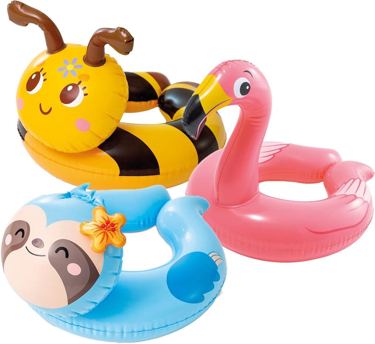 Opblaasbare Zwemring in Sloth en Flamingo Design - PVC Water Speelring voor Kinderen van 2-6 Jaar - Perfect voor Zomer, Zwembad en Strandactiviteiten