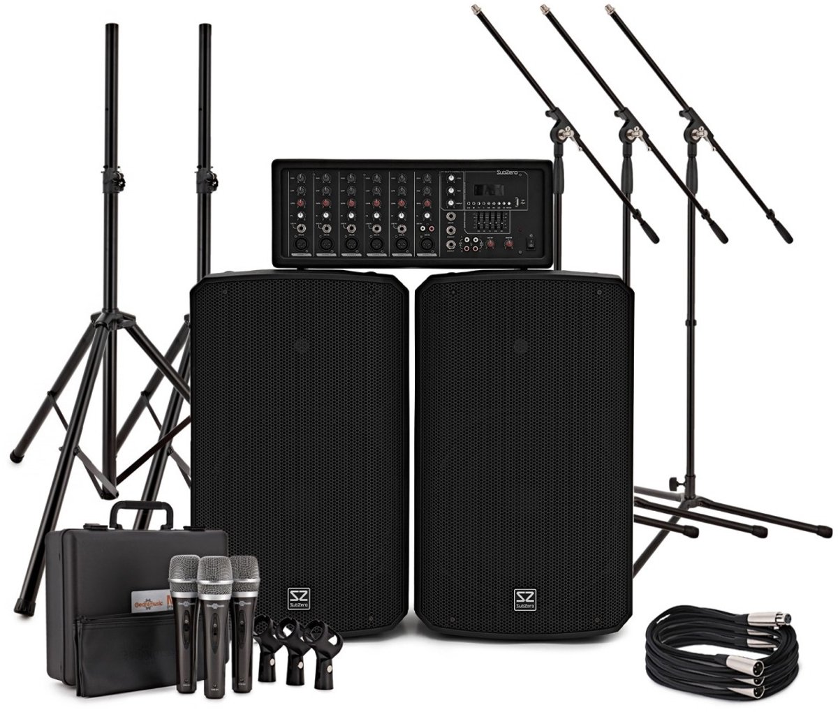 SubZero SZPA-612 250W 12 PA-systeem met Microfoons en Standaards