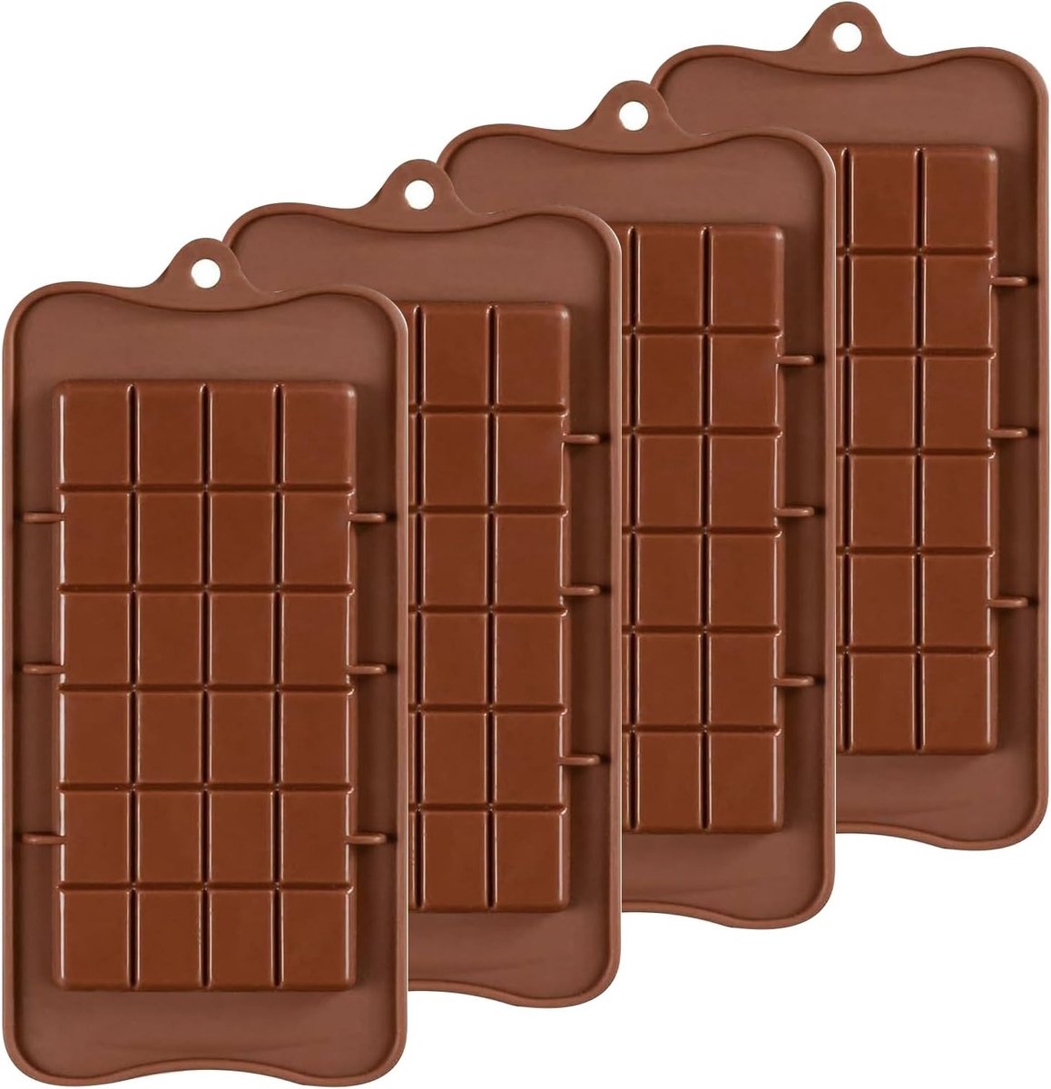 Set van 4 Siliconen Chocoladevormen voor DIY Bakken, Breekbare Snoepvormen, Herbruikbare en Antikleef Mallen