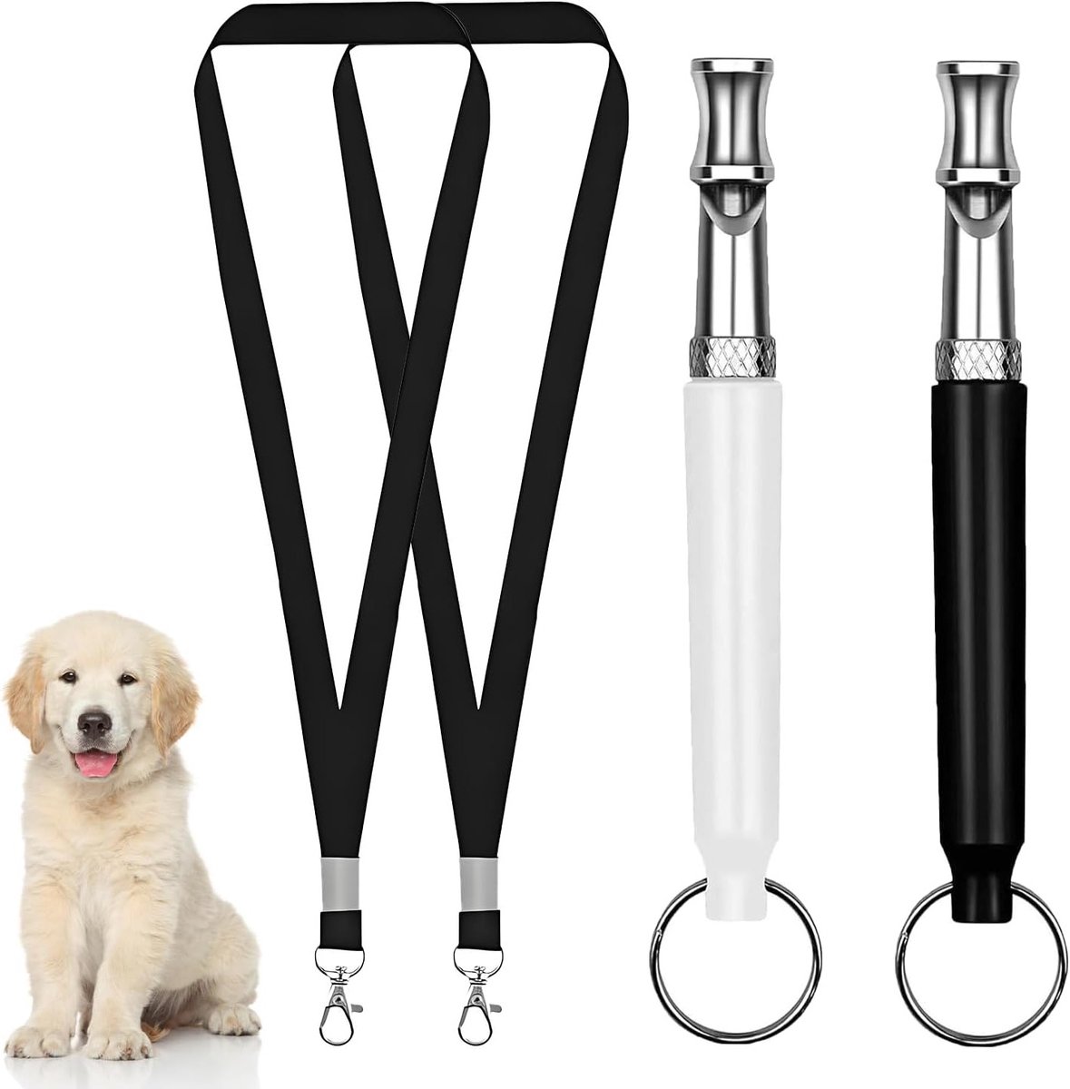 Set van 2 Hondenfluitjes voor Training, Herinnering en Stoppen van Blaffen met Lanyard voor Diverse Rassen