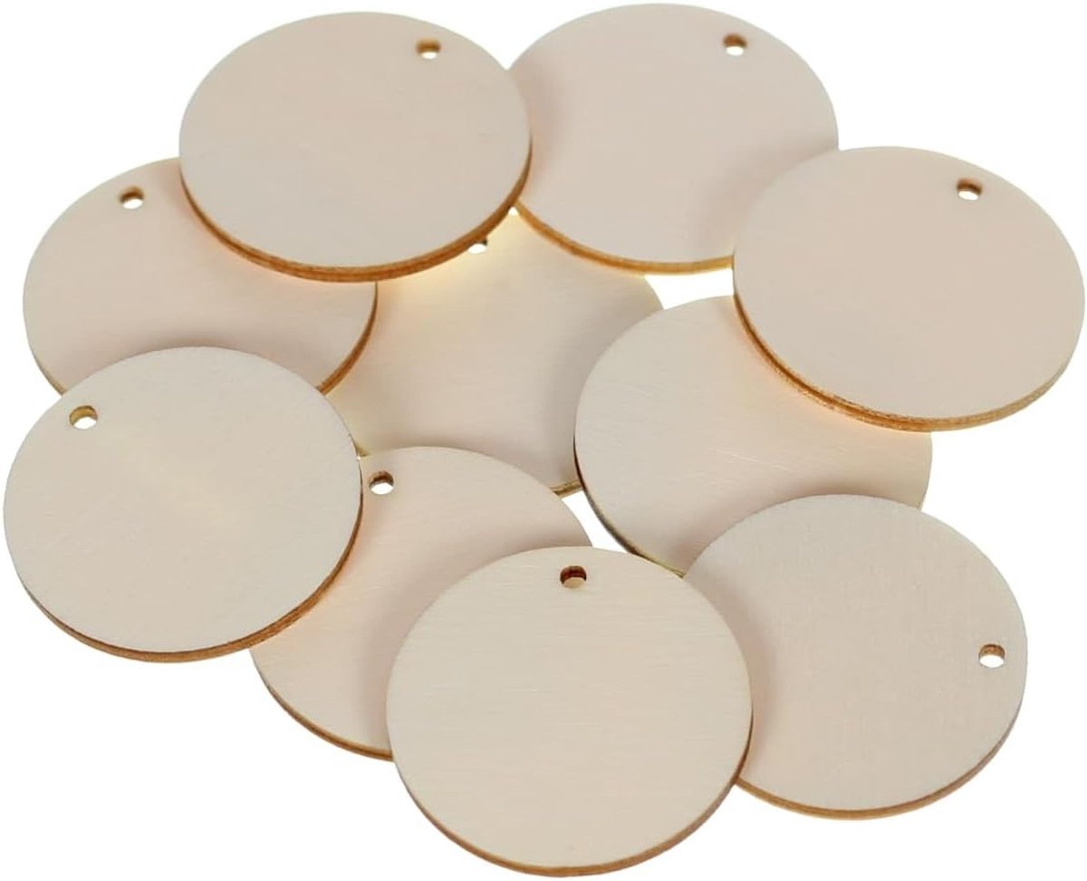 Houten schijf met gat 30 mm 50 stuks