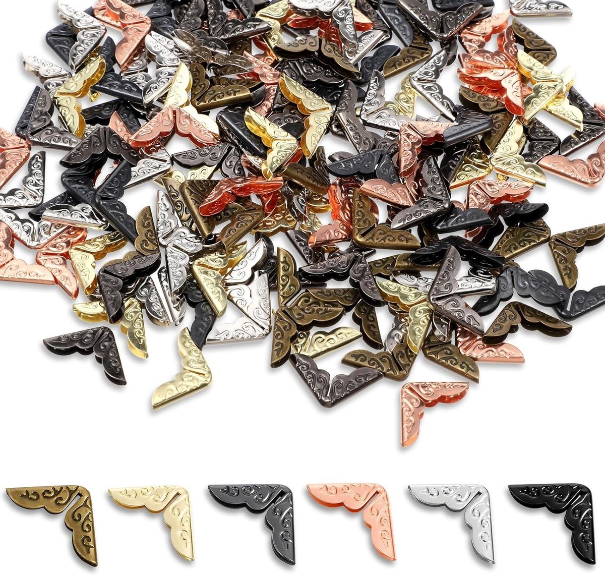 240 stuks vintage boekhoekbeschermers in 6 kleuren voor fotoalbums, knutselen en scrapbooking, ideaal voor schoolboeken en notitieboekjes