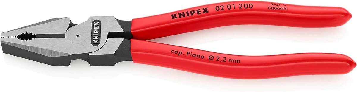 Kracht Kombitang - Combinatietang - Veelzijdig Klussen - Geoptimaliseerde Overbrenging - 200 mm - Rood
