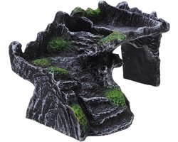 Reptielenrots Schuilplaats - Aquarium Habitat Decor - Zonnebad Terrarium - Antislip Klimhelling - 21x13x12 cm - Multicolor