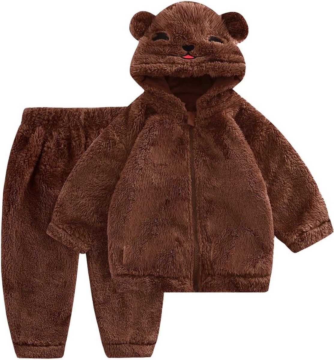 Fleece Hoodie Set voor Baby's met Oortjes - Warm Winterjack en Broek voor Jongens en Meisjes, Geschikt voor 12 Maanden tot 4 Jaar, Perfect voor Koude Dagen en Comfortabele Outfits